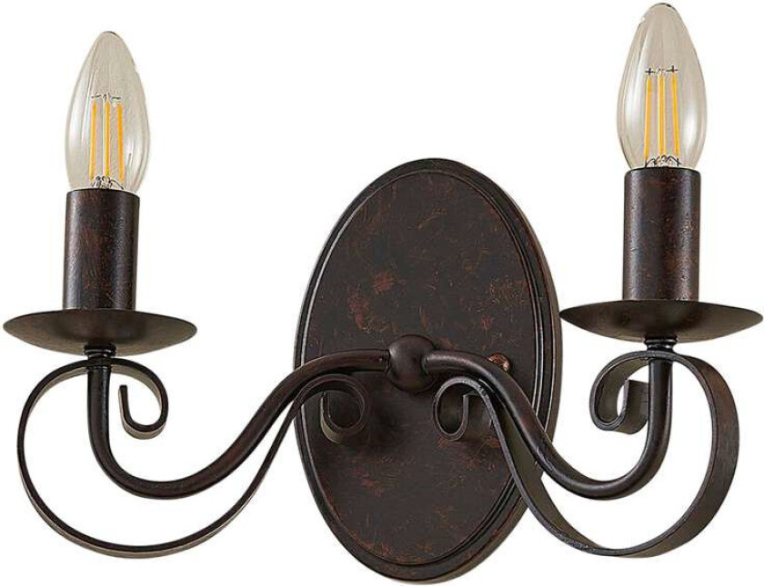 Rustfarget vegglampe Caleb, 2 lys