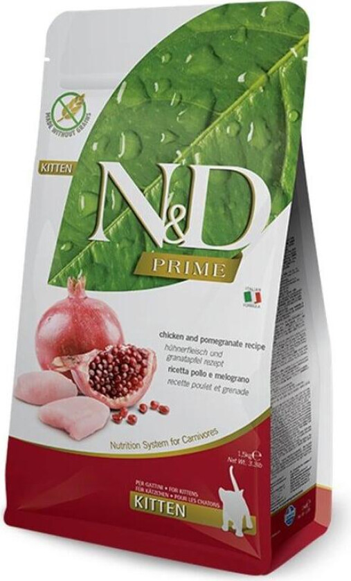 N&D Prime Chicken & Pomegranate Kitten Tørrfôr til kattunge 1,5 kg