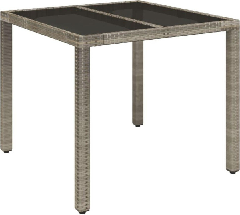 Hagebord med glassplate grå 90x90x75 cm polyrotting