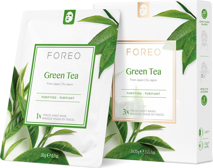 Foreo Farm To Face Green Tea x 3, 20 g Foreo Sheet Masks