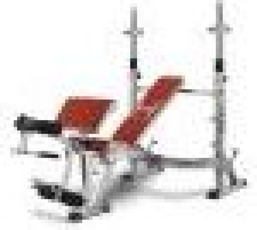 Optima Press G330, Justerbar treningsbenk, 100 kg, Biceps, Kiste, Hamstrings, Flat, oppover- og nedovergående, Stål, Rød