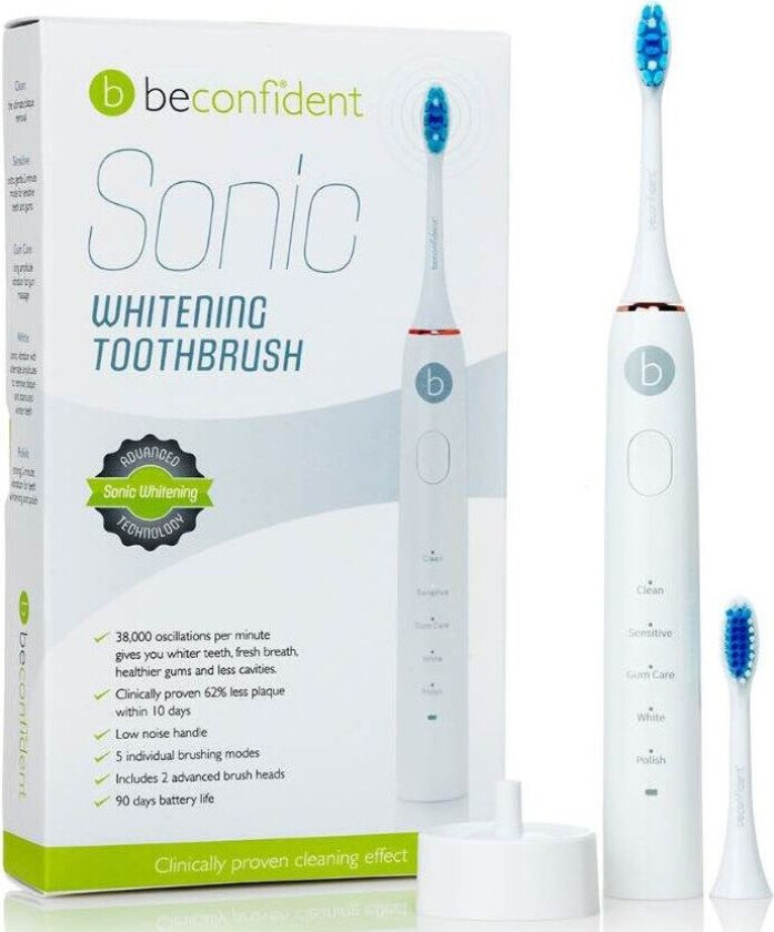 Beconfident Sonic Whitening elektrisk tannbørste, hvit & roségull, 1 stk.