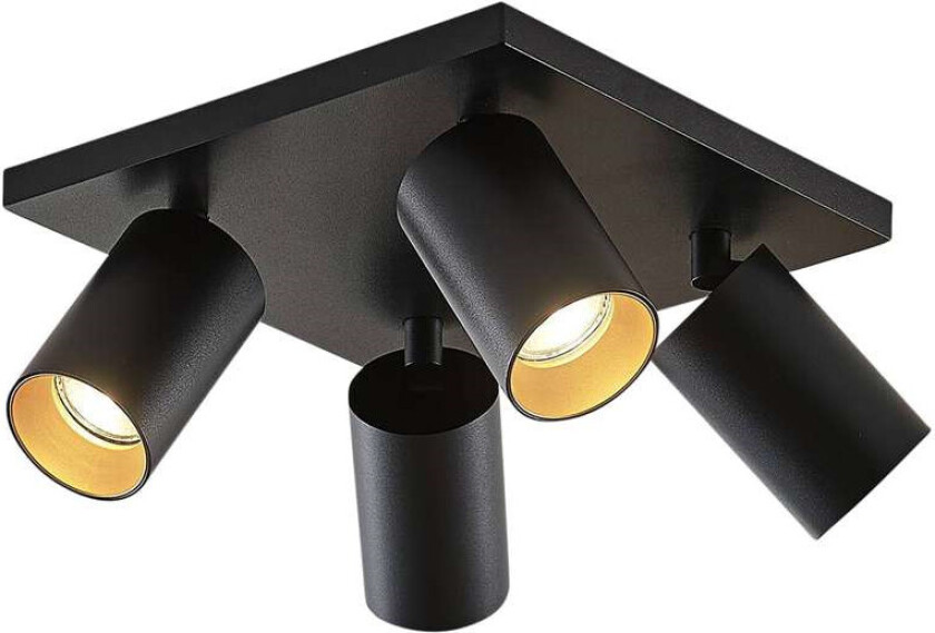 Brinja spot, kantet, svart-gull, 4 lys