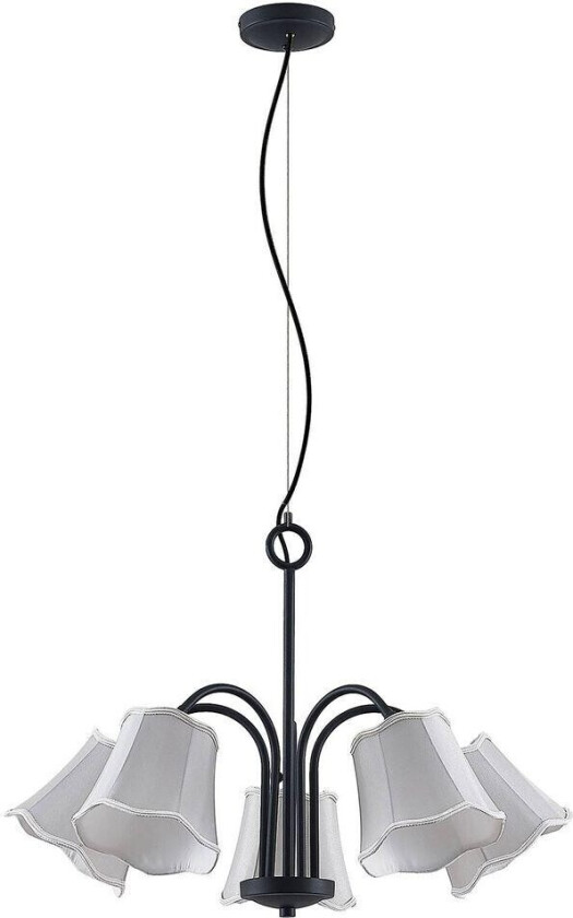 Binta hengelampe, 5 lyskilder, sølvgrå