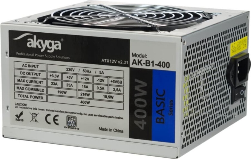 Basic Series Strømforsyning (PSU) - 400 Watt - 120 mm - 80 Plus