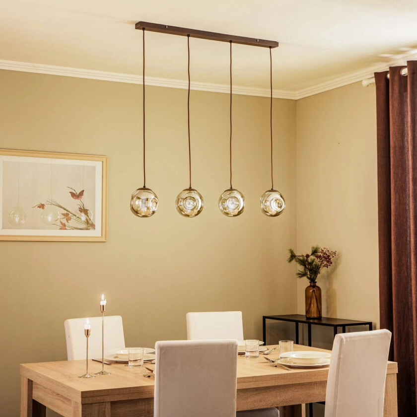 Valentina hengelampe glass, lineær, 4 lysk