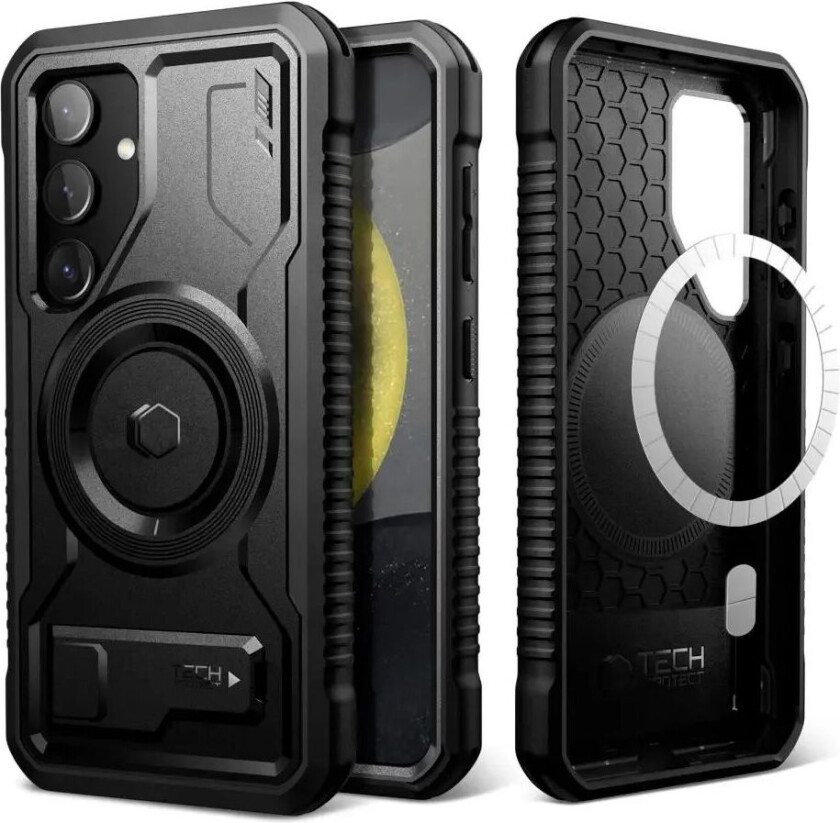 Samsung Galaxy S24 Tech-Protect Kevlar Plastdeksel med Skjermbeskyttelse og Stativ - Svart