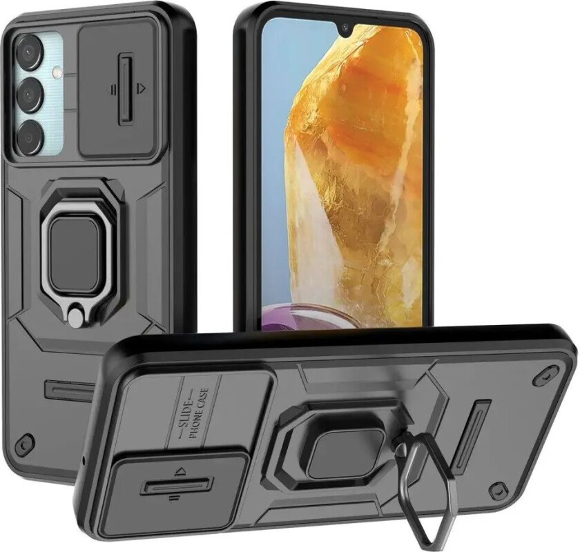 Samsung Galaxy M15 (5G) Håndverker Deksel med Magnetisk Kickstand Og Cam Slider - Svart