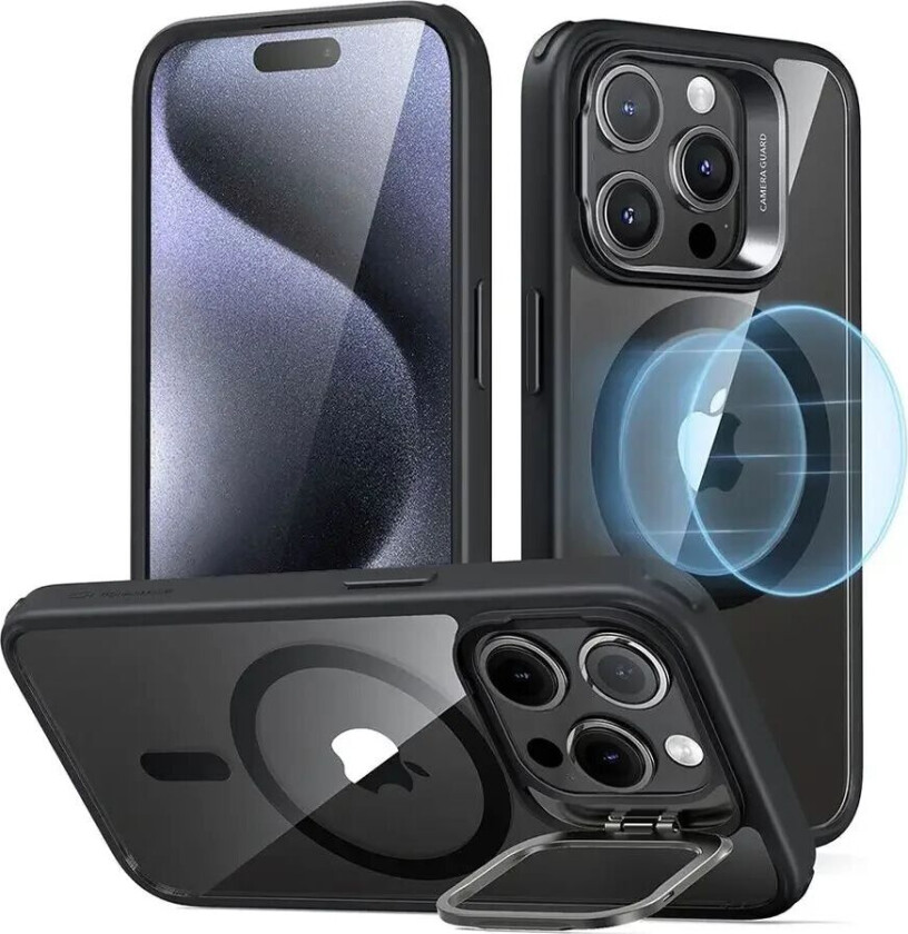 IPhone 15 Pro Max ESR Classic Hybrid Halolock Deksel - MagSafe-kompatibelt - Gjennomsiktig / Svart