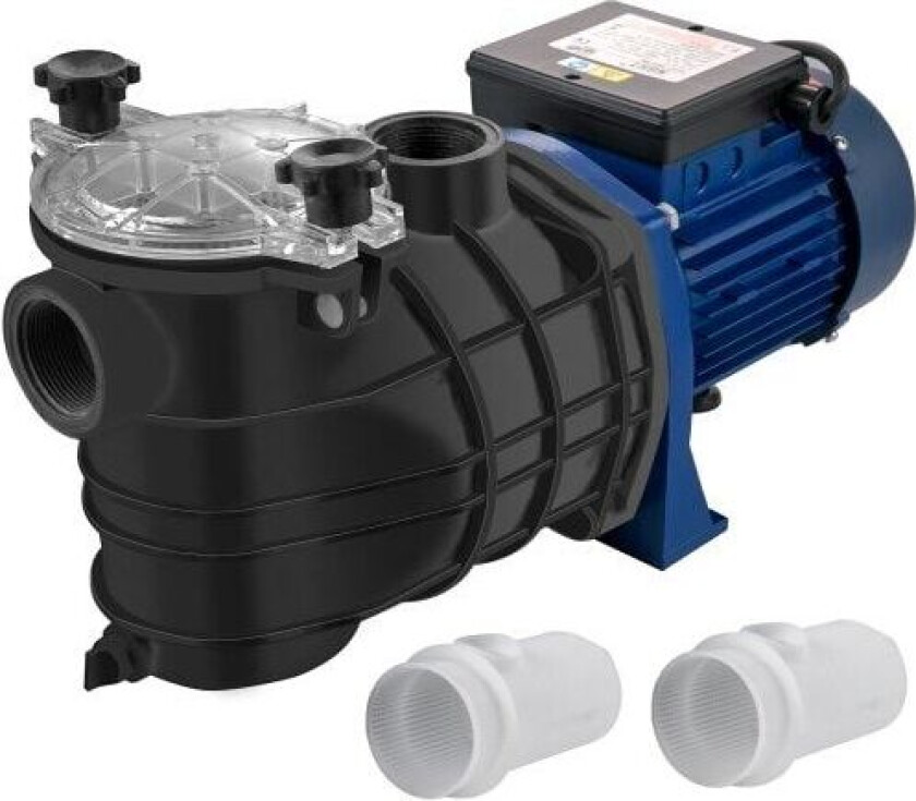 1 HK bassengpumpe, 18000 L/t 750W bassengpumpe inn/bakke svømmebassengpumpe med silkurv Bassengpumpemotor for rent svømmebassengvann 1,97" innløp/utl