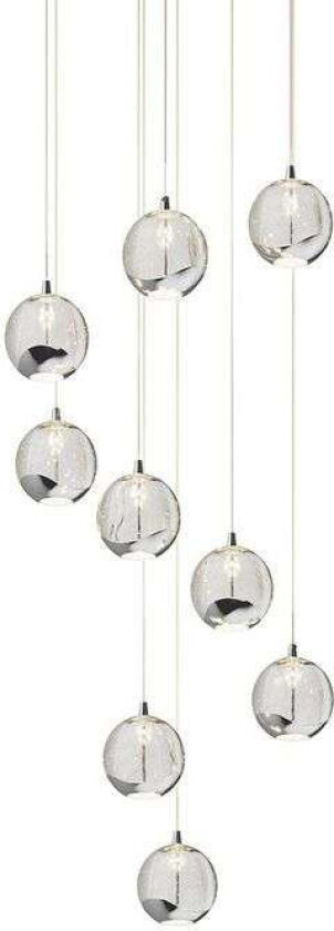 Hayley LED-hengelampe, 9 lyskilder, krom