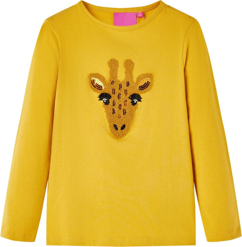 T-skjorte for barn med lange ermer mørkeoker 128