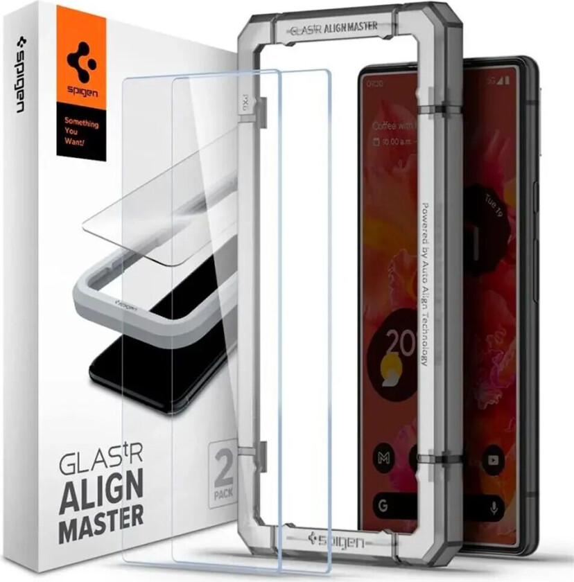 Google Pixel 6 Spigen Alignmaster Glas.tR Skjermbeskytter 2. Stk - Case Friendly - Genomskinlig