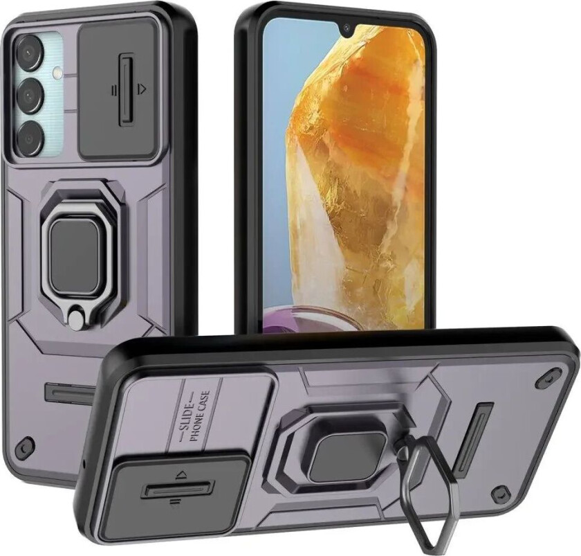 Samsung Galaxy M15 (5G) Håndverker Deksel med Magnetisk Kickstand Og Cam Slider - Lilla