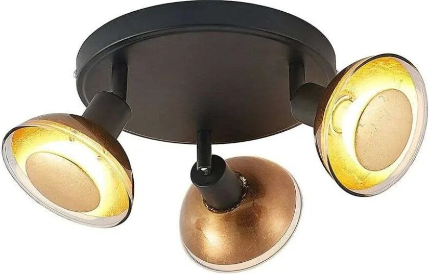 Erin LED-takspot rund, svart/gull