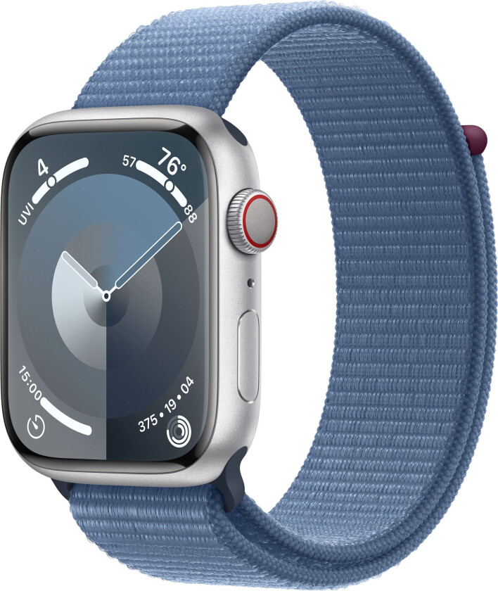 Watch Series 9 GPS + Cellular 45mm - Silver Aluminium Case with Winter Blue Sport Loop