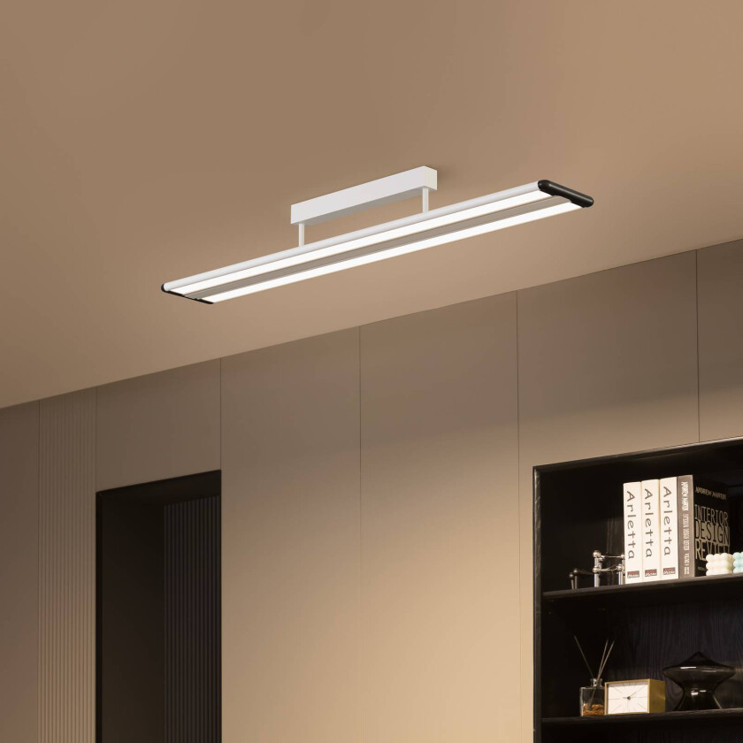 Prios Yuela LED-taklampe, DALI, 120 cm, sølv