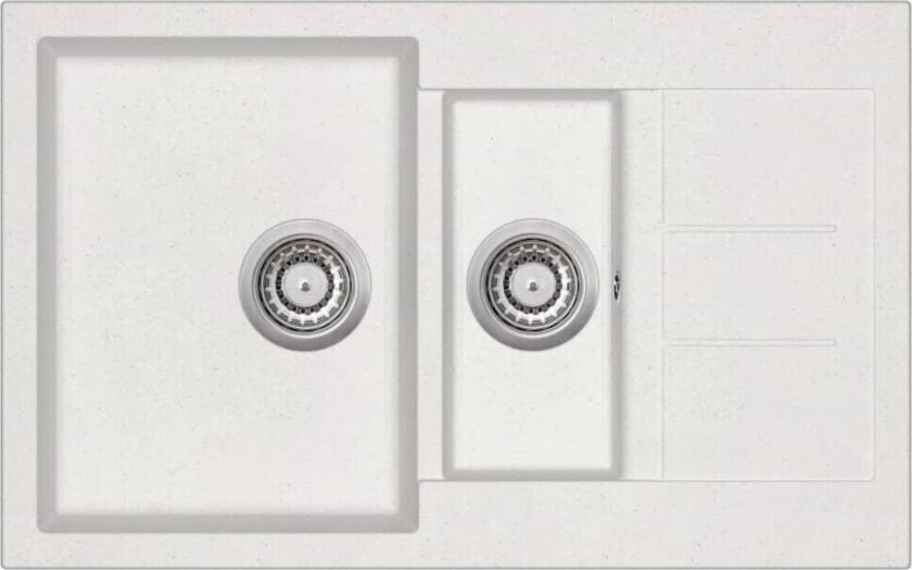 vidaXL Kjøkkenvask dobbel kum granitt hvit