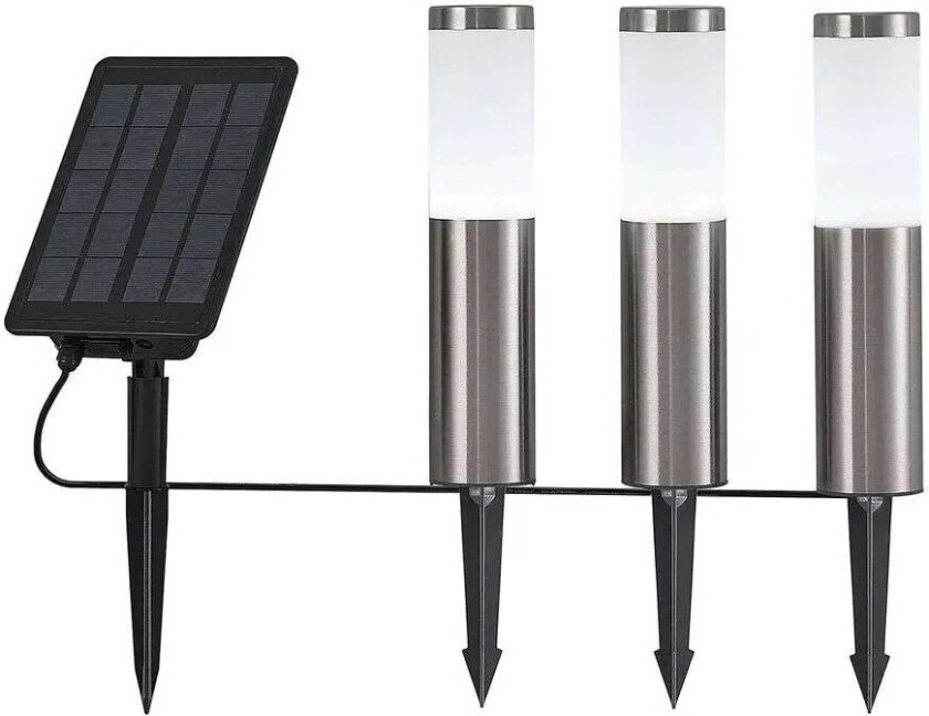 Lexiane LED-solcellelamper 3er rustfr. stål
