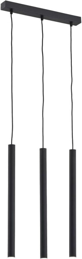 Hengelampe Sone, kantet baldakin 3 lyskilder svart