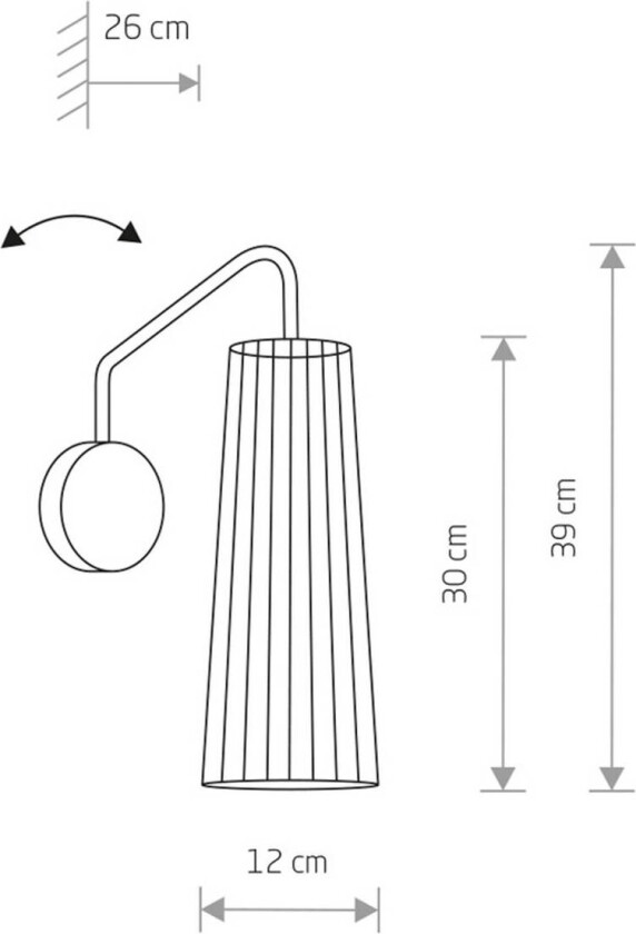 Vegglampe Dover, svart, 1 lyskilde