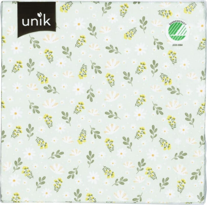 Serviett Grønn Småblomster 20stk