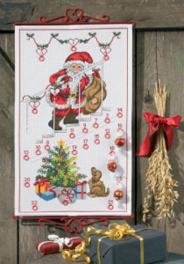 Broderisett Aida Julekalender Julenisse 35x57cm