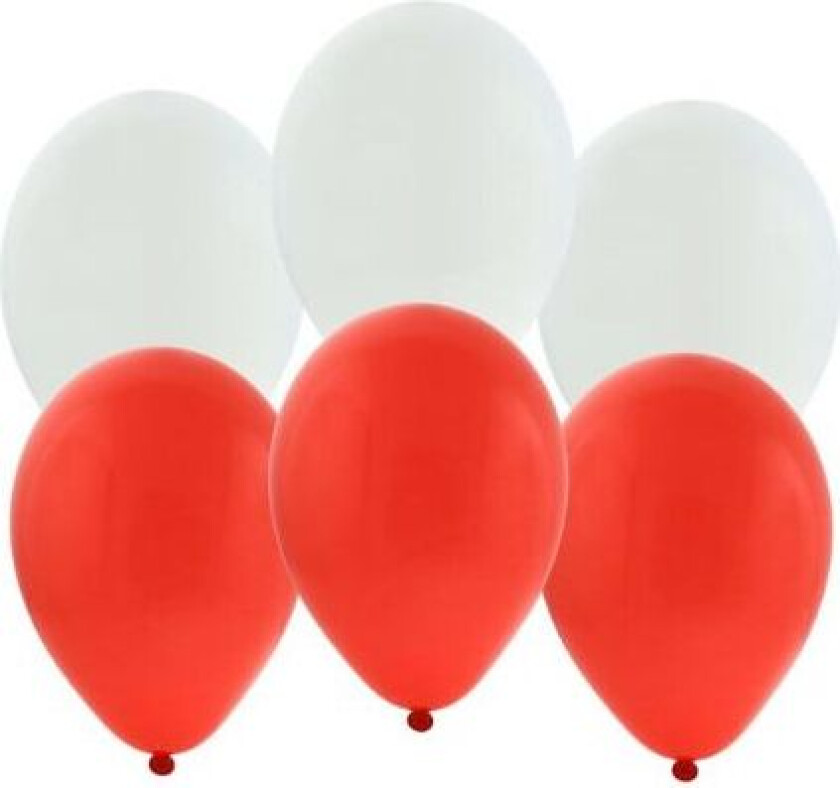 Ballong Rød Og Hvit Pzpn 10 Stk.