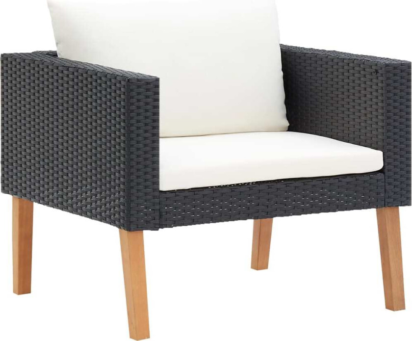 Utendørs enkeltsofa med puter polyrotting svart