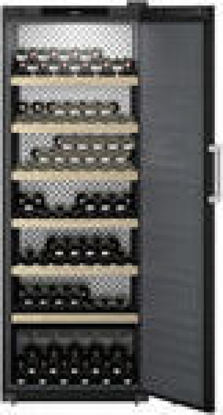 WSbli 7731-20, Frittstående, 324 flasker, E, Innebygd lys, SN-T, Sort, Rustfritt stål