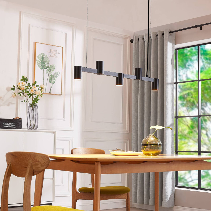 Brinja hengelampe svart 5 lyskilder lang