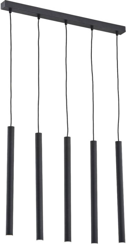 Hengelampe Sone, kantet baldakin 5 lyskilder svart