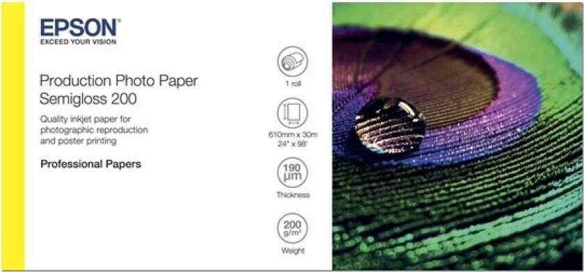 Bilde av Production - photo paper - 1 roll(s) - Roll (60.96 cm x 30 m) - 200 g/m²
