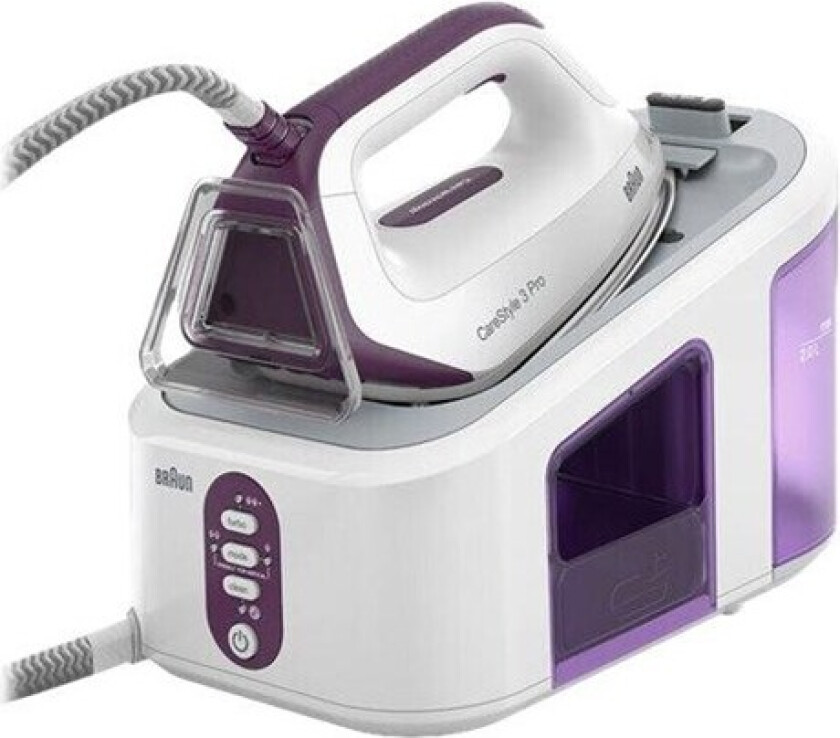 CareStyle 3 Pro IS 3155 - Dampstrykejern med automatisk slukking - såleplate: EloxalPlus - 2400 W - fiolett
