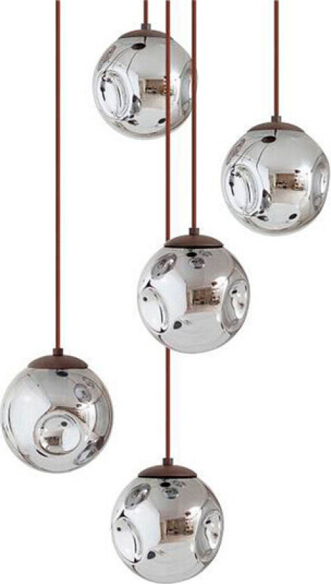 Valentina hengelampe glass, sirkel, 5 lysk