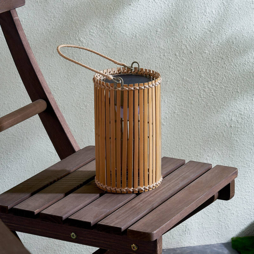 Amaria LED-solcellebordlampe bambus 21,5cm