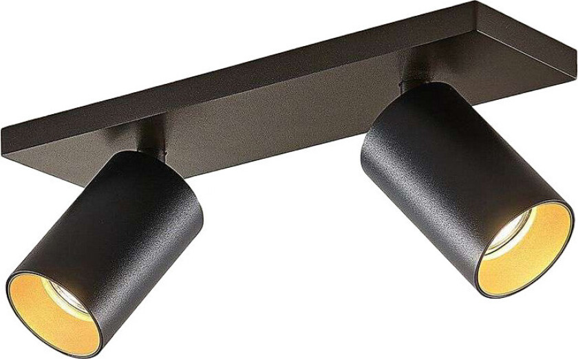 Brinja spot, kantet, svart-gull, 2 lys