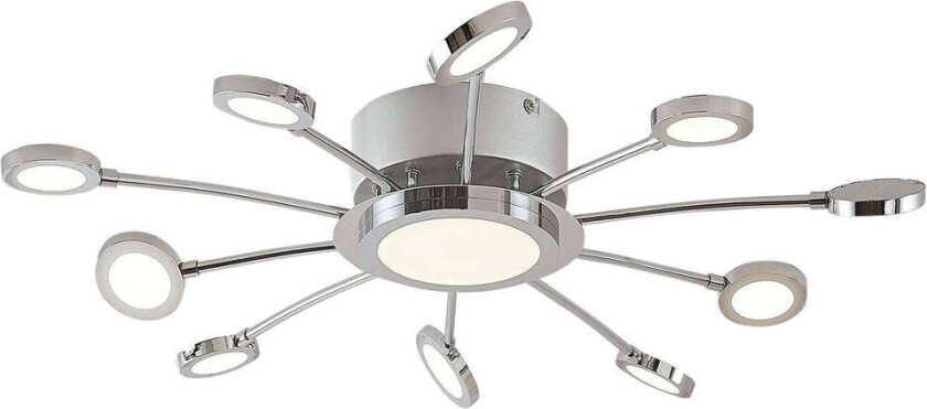 Forkrommet LED-taklampe Meru, variabel lysfarge