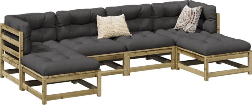 Hagesofasett 6 deler impregnert furu