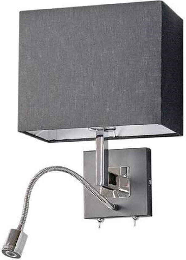 Svart stoffvegglampe Rebekka med LED-leselys