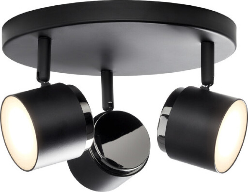 Teater spotlampe, 3 spot, rund, sort