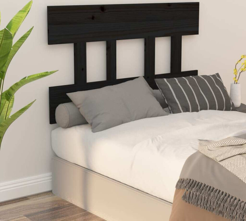 Sengegavl svart 103,5x3x81 cm heltre furu