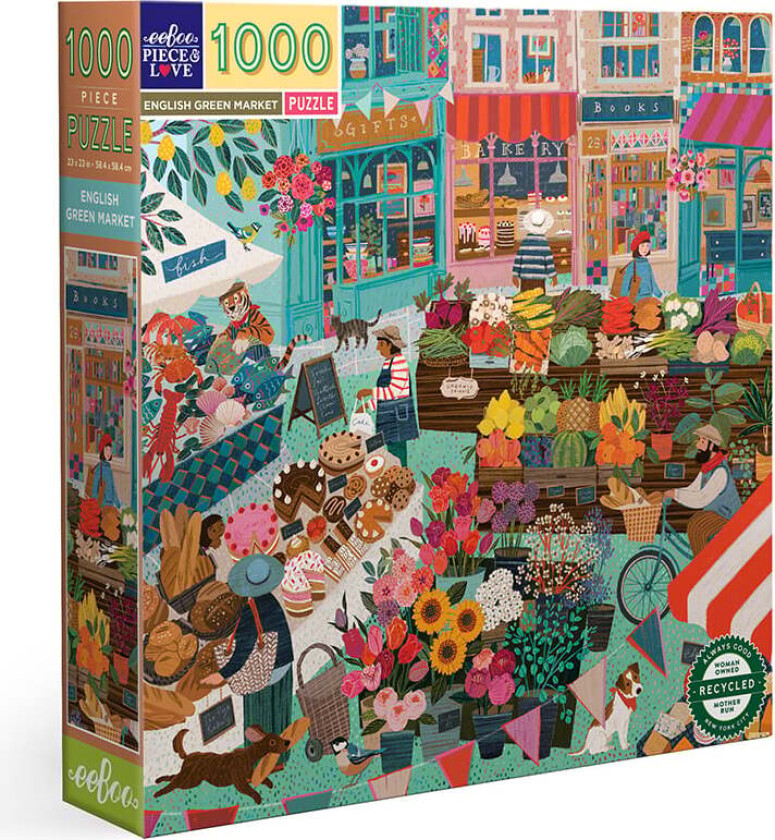 eeBoo - Puzzle 1000 pcs - English Green Market - (EPZTEGM)