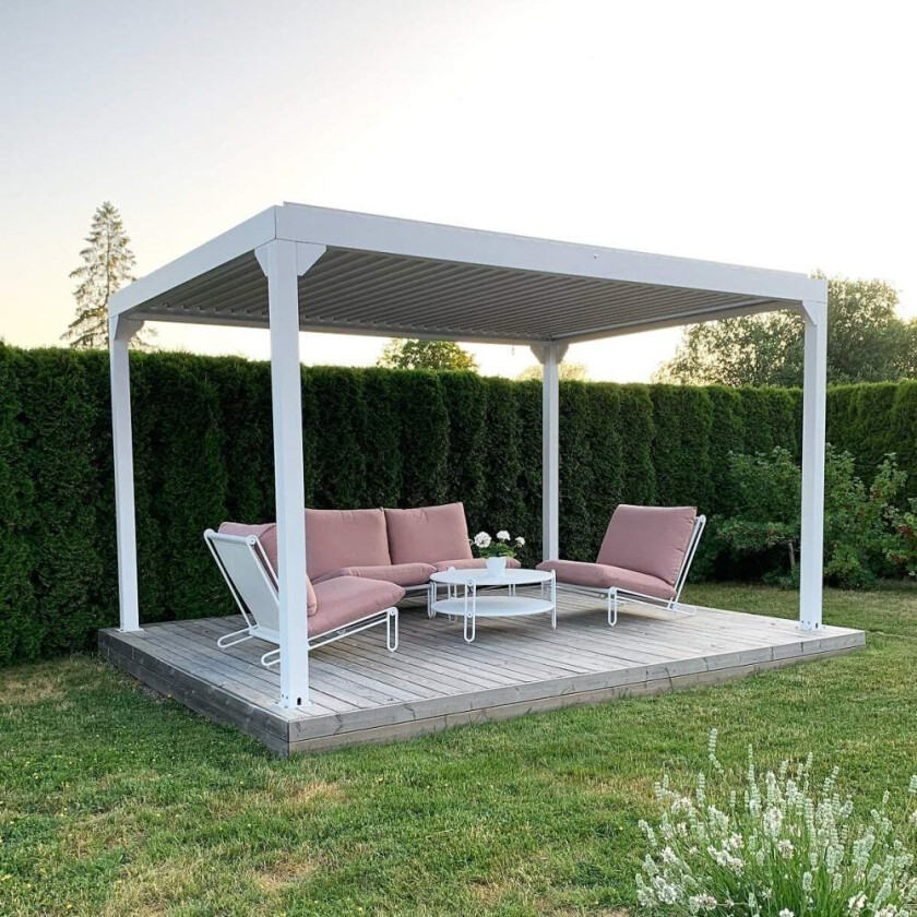 Pergola Premium 4x3m Åpningsbare lameller Hvit
