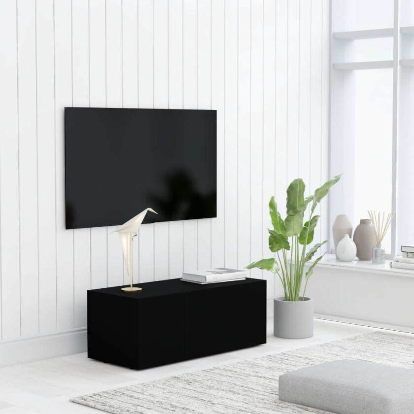 TV-benk svart 80x34x30 cm sponplate
