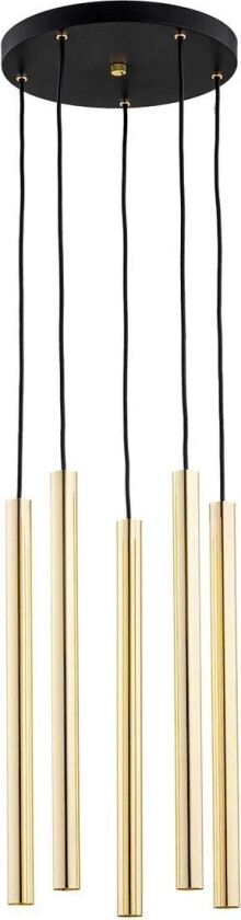 Hengelampe Sone rund baldakin 5 lyskilder messing