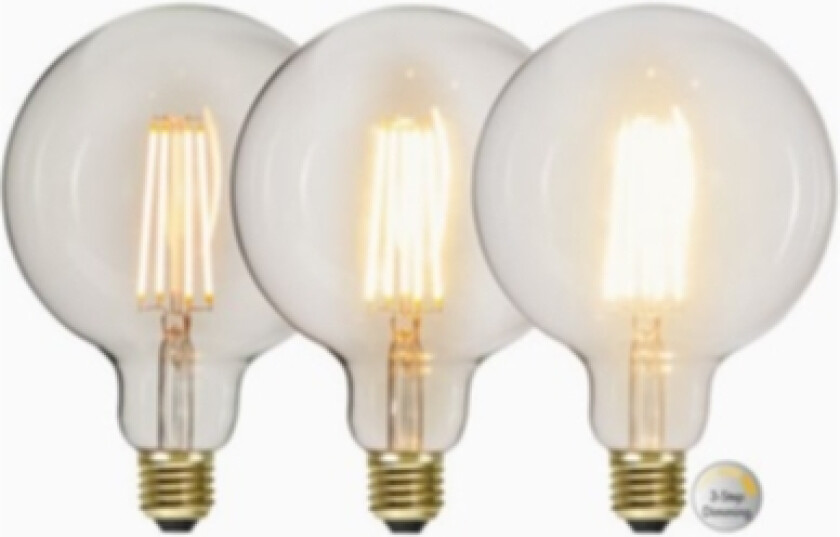 LED-pære G125 3-trinns klikk dimmer 6,5W 2100K E27