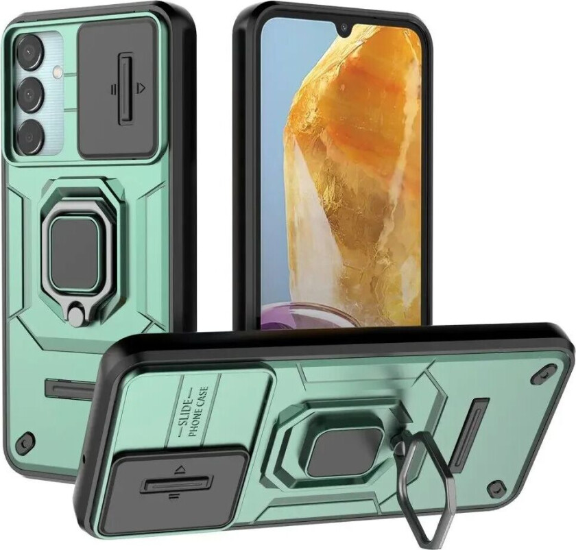 Samsung Galaxy M15 (5G) Håndverker Deksel med Magnetisk Kickstand Og Cam Slider - Grønn