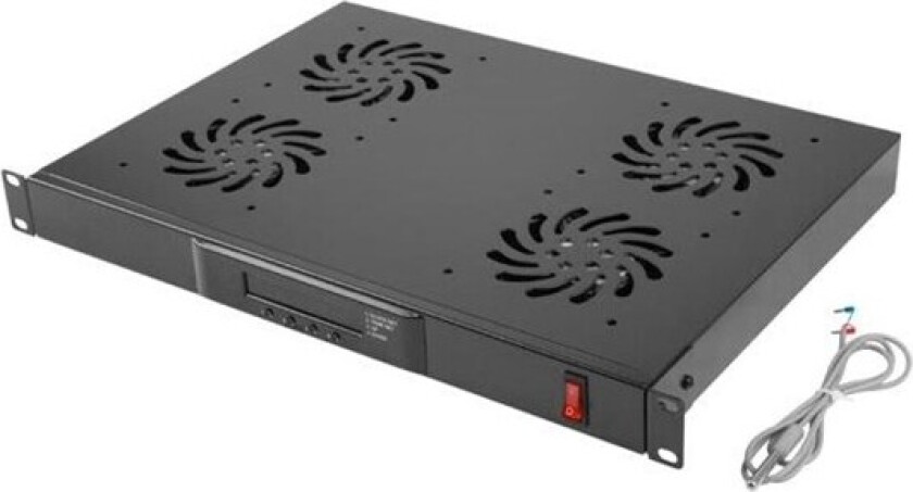 - Rackviftepanel - med 4 kjølevifter - 230 V - svart, RAL 9004 - 1U - 19