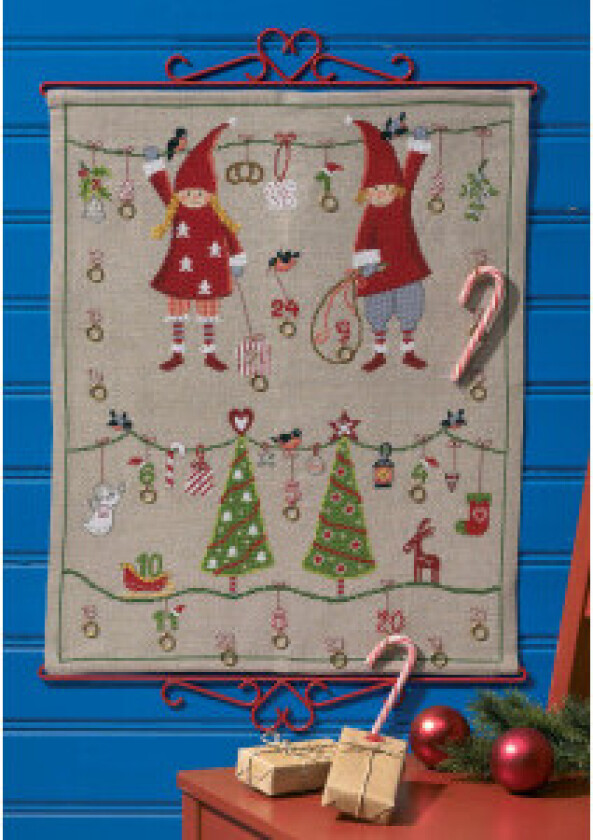 Broderisett Lin Julekalender Moderne Nisser 48x58cm